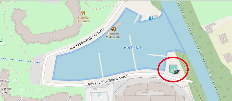 Plan avec l'endroit en question près de Port-Sud