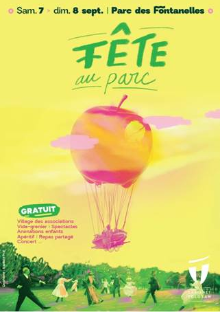 affiche avec une montgolfière